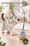4 Pieces Cat Shaped Rotating Plush Fish Toy with Fish – 360 °   Interactive Plush Cat Toy with Rotating Cat Figure, Flexible Spring Rod, 3m Adhesive Base
