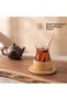 6Pcs Borosilicate Glass Cup Bamboo Tea Set for Office Home Office Kitchen - 3