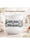 Porcelain Mug with the Saying "Little Things Big Happiness" 300 ml – Gift Coffee and Tea Cup with Floral and Bird Pattern - 3