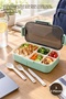 3-Piece Single-Layer Compartmented Lunch Box – 2X3 Compartmented Food-Grade Plastic, Includes Spoon, Fork, and Knife, School Work Picnic, Lunch Box Bento, Mixed Colors