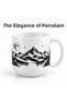 Porcelain Mug with Mountain, Forest and Lake View, 300 Ml, Black and White Nature Patterned Coffee and Tea Cup with Handle, Gift - 8