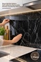 1 Piece Aluminum Plastic Wall Sticker – Black Marble Pattern Self-Adhesive Removable Covering for Kitchen Countertop Wall Decal