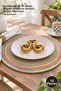 10 Pieces of Jute Knitted Placemats – Handmade 39 cm American Style Knitted Placemat with Neon Stripes Table Mat