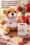 5 Pieces Love Printed Brown Plush Teddy Bear and Porcelain Mug Gift Set – Gift for Your Loved One, Teddy Bear in T-Shirt, Teddy Bear and Mug