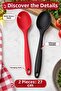 Set of 2 Red and Black Large Size Silicone Spoons 27 cm Kitchen Cooking and Serving Spoon 2 Pieces - 4