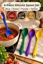 Set of 4 Blue Green Purple Yellow, Large Size Silicone Spoon Set 27 Cm, Kitchen Cooking Serving Spoon - 2