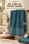 Luxury Patterned Hand and Face Bath Towel 100% Cotton 1 Piece Water Absorbent Odorless Bride's House P. Blue Color