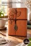1 Piece Leather Leaf Patterned Notebook – Leather Cover with Antique Look 75 Sheets Memory Book Agenda Notebook Journal Wedding and Circumcision Keepsake Book Light Brown