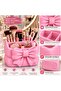 Bowknot Makeup Organizer with 3 Compartments – Cosmetic, Jewelry, and Accessory Organizer - Pink - 3