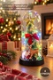 4 Lighted Decorative Glass Jars – Christmas Themed Table Decoration, Lighted Glass Dome, Christmas Decor, Glass Dome