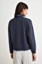 Antrasit Soft/Yumuşak Dokunuşlu Regular Kalıp Dikiş Detaylı Dik Yaka Örme Sweatshirt TWOAW27SW00146 - 4