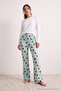 Mint Teddy Bear Patterned Pocketed Ribbed Knitted Pajama Bottom Thmaw27Pj00010 - 3