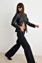 Siyah Yüksek Bel Wide Leg Geniş Paça %100 Pamuk Non-Stretch Jeans TWOAW24JE00075 - 3