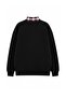 Siyah Dokuma Garni Detaylı Oversize Kalıp Polo Yaka Kalın Polarlı Örme Sweatshirt TWOAW26SW00116 - 8
