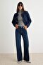 Gece Mavisi Yüksek Bel Wide Leg Geniş Paça %100 Pamuk Non-Stretch Jeans TWOSS23JE00083 - 2