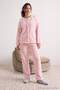 Pembe Yaka ve Fırfır Detaylı Wellsoft Örme Pijama Takımı THMAW27PT00068 - 2