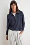 Antrasit Soft/Yumuşak Dokunuşlu Regular Kalıp Dikiş Detaylı Dik Yaka Örme Sweatshirt TWOAW27SW00146