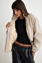 Ecru Plaid Regular Pattern Quilted Coat Twoaw27Mo00118 - 3