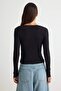 Black-White 2-Pack V-Neck Fitted/Fitted Cotton Stretch Knitted Blouse Twoaw24Bz00068 - 7