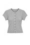 Gray Melange Fitted/Bodycon Buttoned Pointel Knitted Blouse Twoss26Bz01105