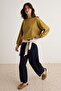 Wardrobe Essentials Light Khaki Stitching Detailed Oversize Patch Detailed Knitted Sweatshirt Twoaw27Sw00077 - 3