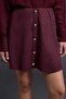 Bordo Düz Düğmeli A-Kesim/Çan Form Mini Süet Örme Etek TWOAW27ET00050 - 3