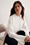 Ekru Dik Yaka Oversize Kalıp Pamuklu Örme T-Shirt TWOAW27TS00106 - 3