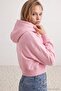 Pembe Fermuarlı Kapüşonlu Düşük Kol Kordonlu Super Crop Kalın Örme Hırka/Sweatshirt TWOAW27SW00076 - 3