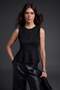 Siyah Süet Peplum Bisiklet Yaka Kolsuz Örme Bluz TWOAW27BZ00261 - 2