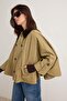 Beige Oversize Molded Cape Thin Jacket Coat Twoaw27Mo00153 - 3