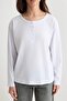 White Oversize Buttoned Crew Neck Cotton Knitted T-Shirt Twoaw27Ts00026 - 3