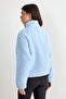 Açık Mavi Peluş Regular/Normal Kalıp Dokuma Garnili Fermuarlı Örme Hırka/Sweatshirt TWOAW25SW00139 - 4