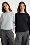 Gray Melange Black 2-Pack Thick Fleece Lined Regular Fit Basic Knitted Sweatshirt Twoaw24Sw00101