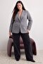 Anthracite Striped Lined Regular/Regular Fit Woven Blazer Plus Size Jacket Tbbaw27Ag00010 - 3