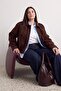 Brown Oversize Fit Large Size Cashmere Coat Twoaw27Aw00013 - 2