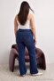 Koyu Mavi Yüksek Bel Flare Yumuşak Ekstra Esneyen Örme Kot/Jeans TBBAW27CJ00025 - 3
