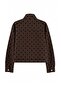 Brown Polka Dot Patterned High Collar Denim Jacket Twoaw27Ce00027 - 4