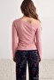 Light Pink Gathered/Drape Detailed Draped Asymmetric Collar Knitted Blouse Twoaw26Bz00138 - 4