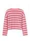 Wardrobe Essentials-Pembe Çizgili Relaxed/Rahat Kalıp %100 Pamuk Örme T-Shirt TWOSS26TS00019 - 4