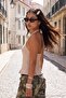 Beige Halter Neck Gabardine Woven Blouse Twoss26Bz00977 - 3