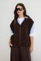 Brown Regular/Normal Fit Sleeveless V-Neck Plush Vest Twoaw27Ye00038
