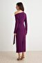 Mürdüm Bodycon/Vücuda Oturan Asimetrik Yaka Maxi Uzun kol Esnek Örme Elbise TWOAW27EL00180 - 4