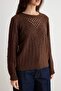 Brown Soft Textured Knit Detailed Knitwear Sweater Twoaw27Kz00268 - 4