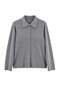 Gray Shirt Collar Button Closure Knitted Oversize Blouse Tbbaw27Af00065