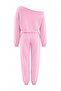 Pink Relaxed/Casual Fit Asymmetric Collar Elastic Cuffed Thick Knitted Tracksuit Set Twoaw27Em00007 - 3