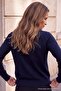 Wardrobe Essentials Lacivert %100 Yün Bisiklet Yaka Basic Triko Hırka TWOAW27HI00111 - 4