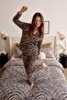 Siyah Zebra Desenli Yumuşak Tuşeli Örme Pijama Takımı THMAW27PT00227 - 3