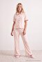Ekru %100 Pamuklu Kalpli Bebe Yaka Örme Pijama Takımı THMAW27PT00066 - 2