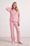 Pembe Çiçekli Kapüşonlu Yumuşak Tuşe Örme Pijama Takımı THMAW27PT00158