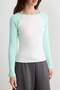Turkuaz Fitted Bisiklet Yaka Reglan Kol Beyzbol Pamuk Ribana Örme T-Shirt TWOSS26TS00237 - 3